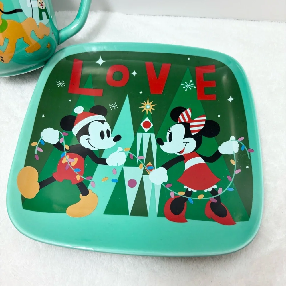 Disney Green Mickey‎ and Minnie Love Mug and Plate